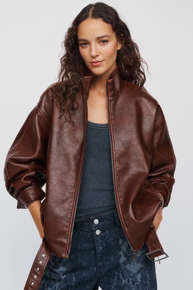 By Anthropologie Belted Faux Leather Jacket #5