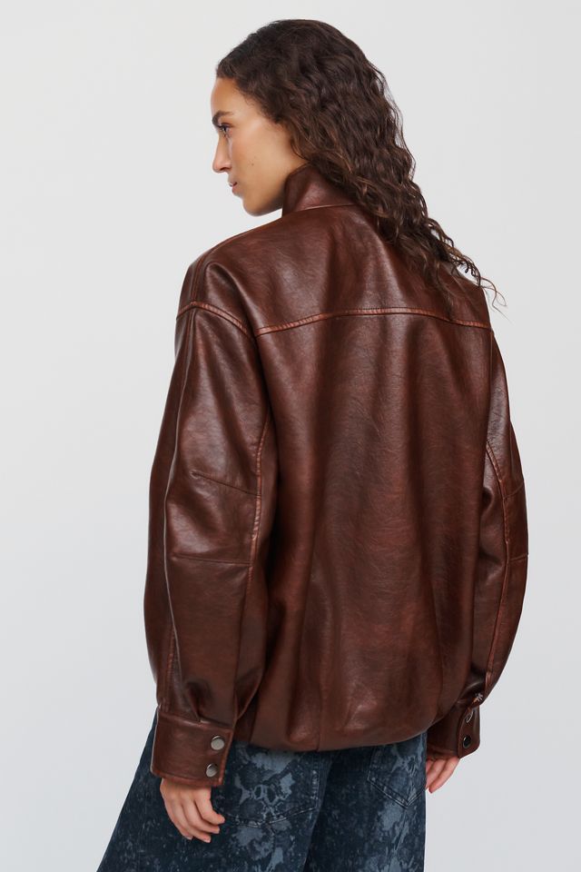 By Anthropologie Belted Faux Leather Jacket #6