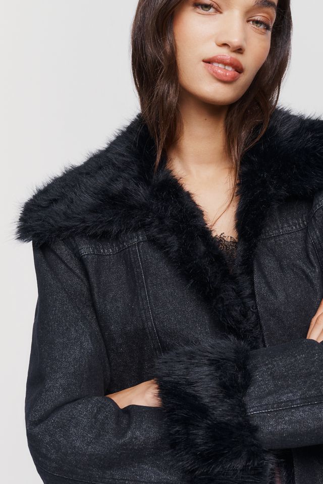 Maeve 100% Cotton Faux Fur Trim Jacket #1