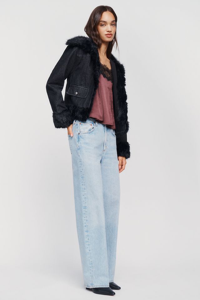Maeve 100% Cotton Faux Fur Trim Jacket #2