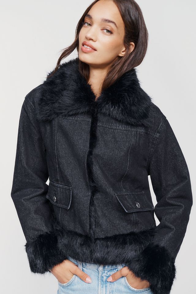 Maeve 100% Cotton Faux Fur Trim Jacket #4