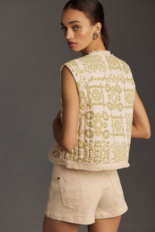 By Anthropologie Damask Printed Vest