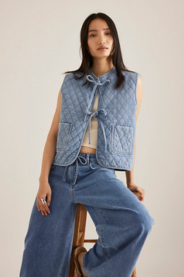 Gilet Noué Matelassé Aria en Blue taille: M chez Anthropologie - Seventy + Mochi - Modalova