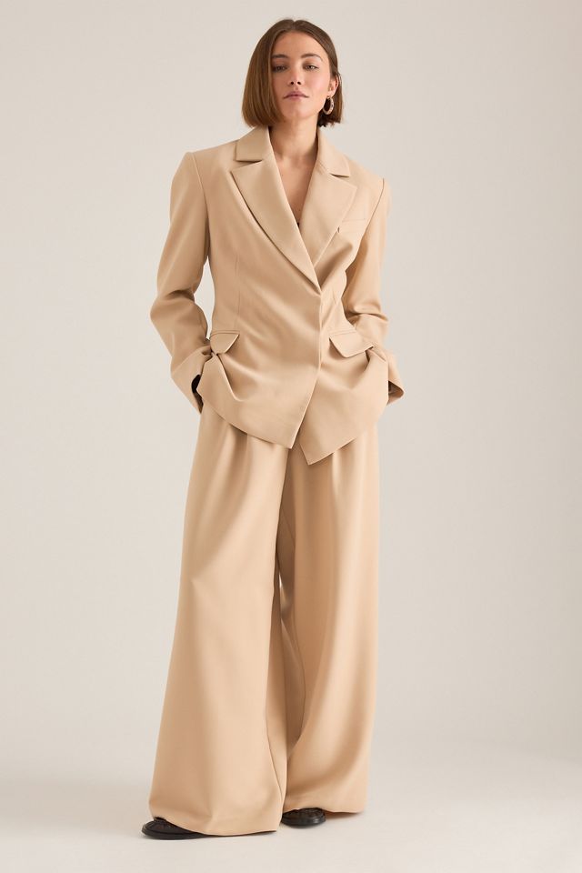 Blazer tissé à un bouton silhouette sablier By Anthropologie #4