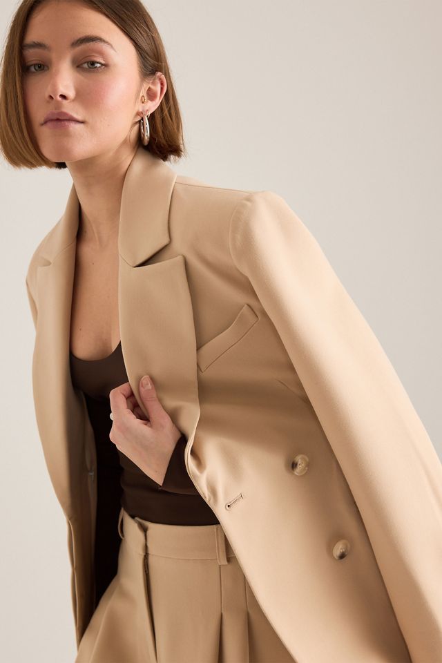Blazer tissé à un bouton silhouette sablier By Anthropologie #5