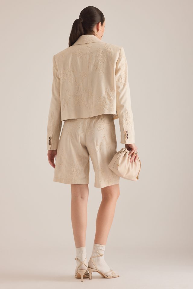 Maeve Embroidered Cropped Blazer #1