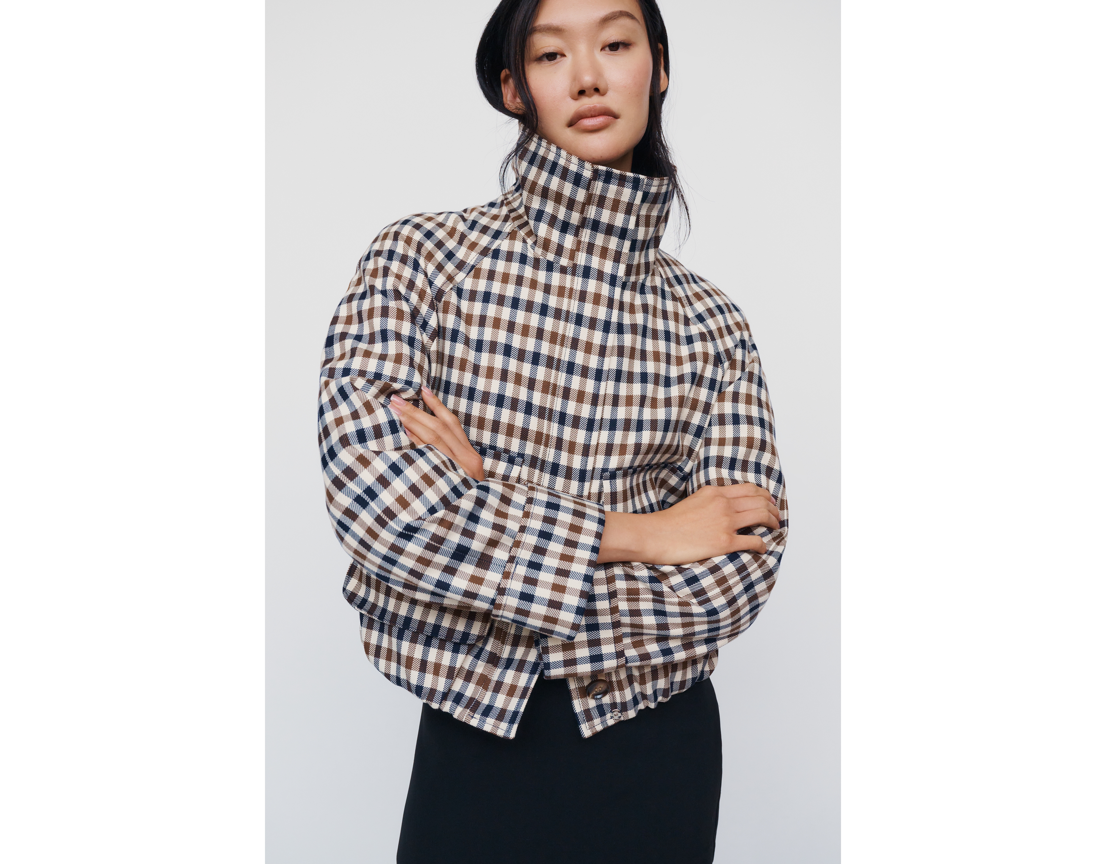By Anthropologie Funnel Neck Cropped Trench Coat