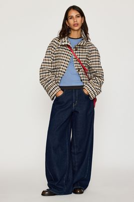 By Anthropologie Check Cropped Trench Coat