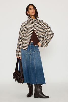 Manteau trench court à carreaux By Anthropologie
