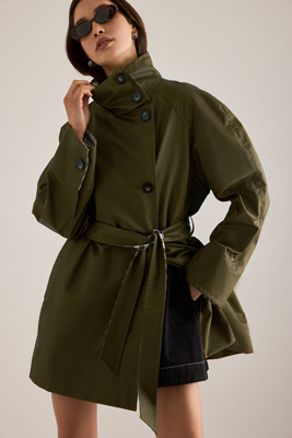 By Anthropologie Tie-Waist Waxed Jacket