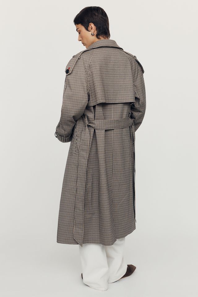 By Anthropologie Lottie Longline Check Trench Coat #3