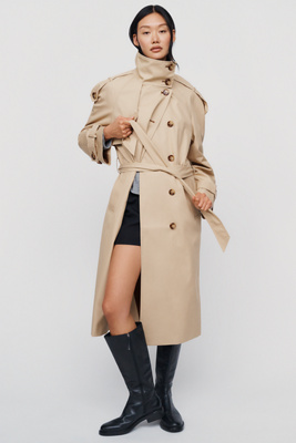 By Anthropologie 100% Cotton Funnel Neck Trench Coat by Anthropologie