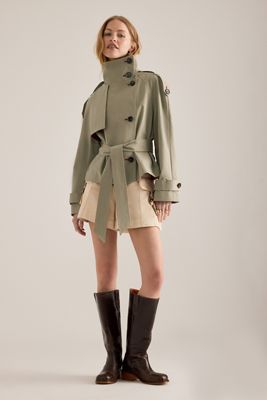 By Anthropologie Lottie Cropped Trench Coat