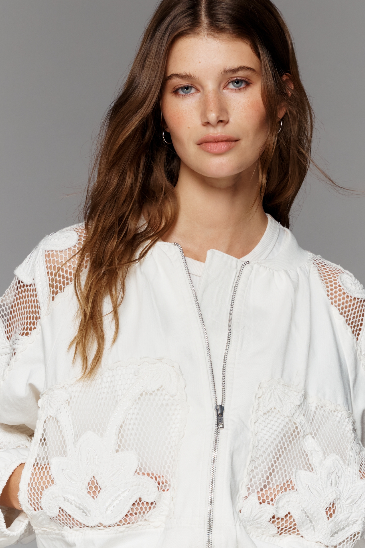By Anthropologie Floral Embroidered Bomber Jacket