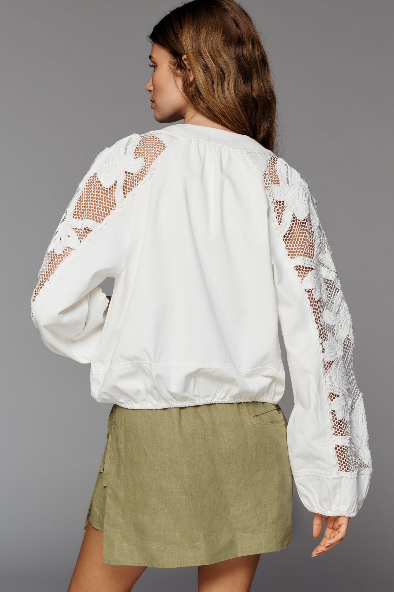 By Anthropologie Floral Embroidered Bomber Jacket