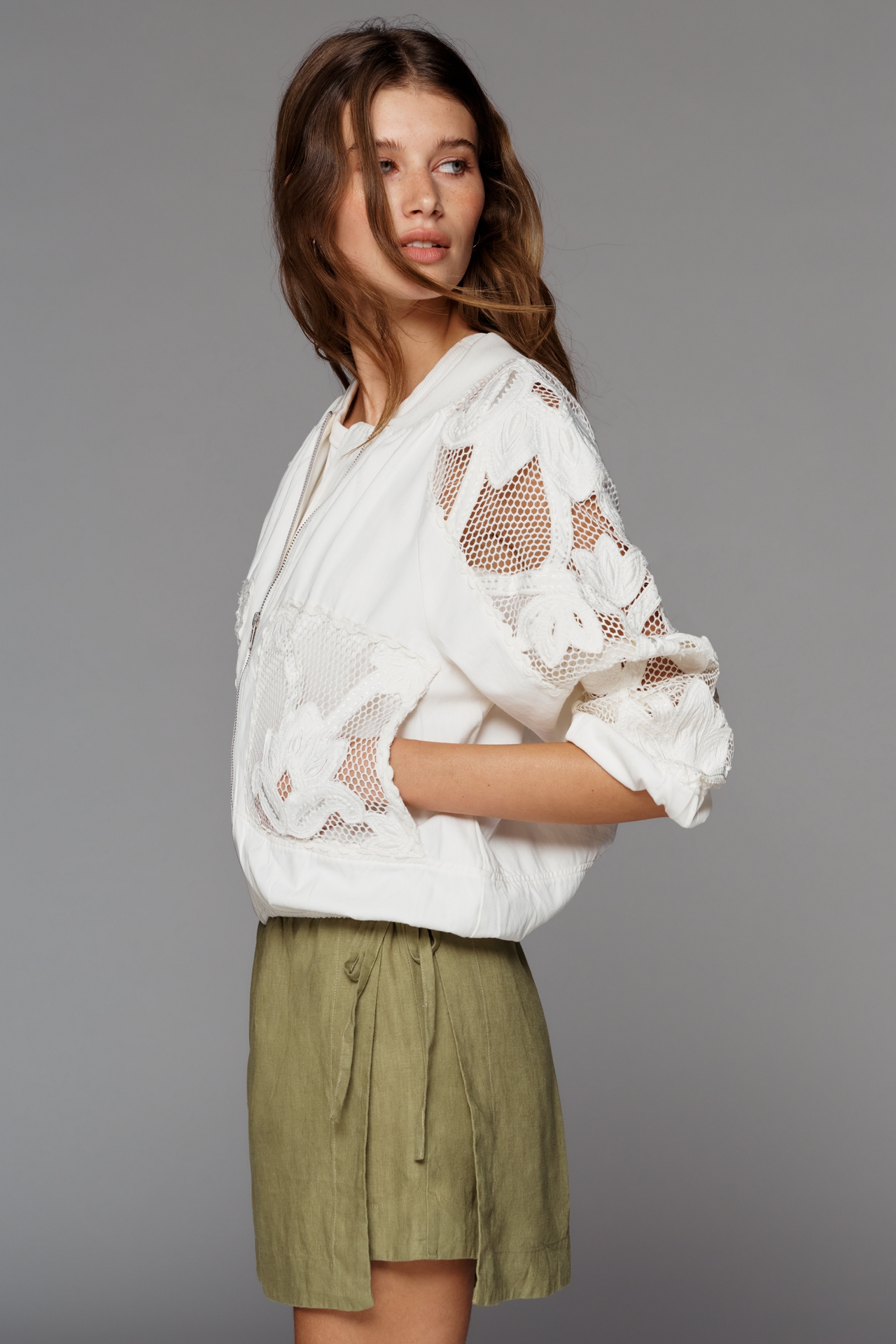 By Anthropologie Floral Embroidered Bomber Jacket