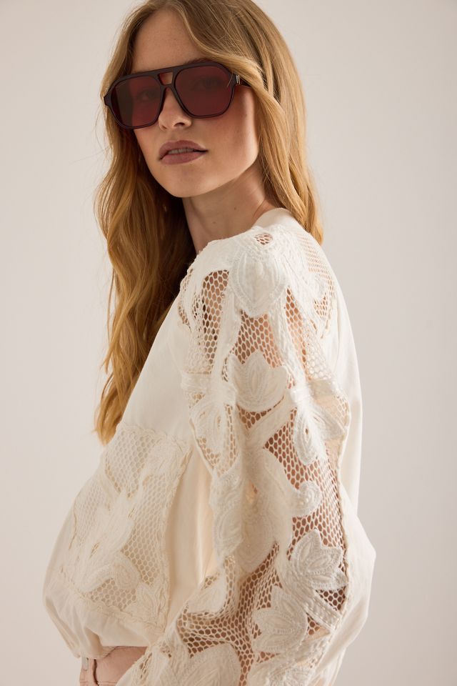By Anthropologie Floral Embroidered Bomber Jacket #3