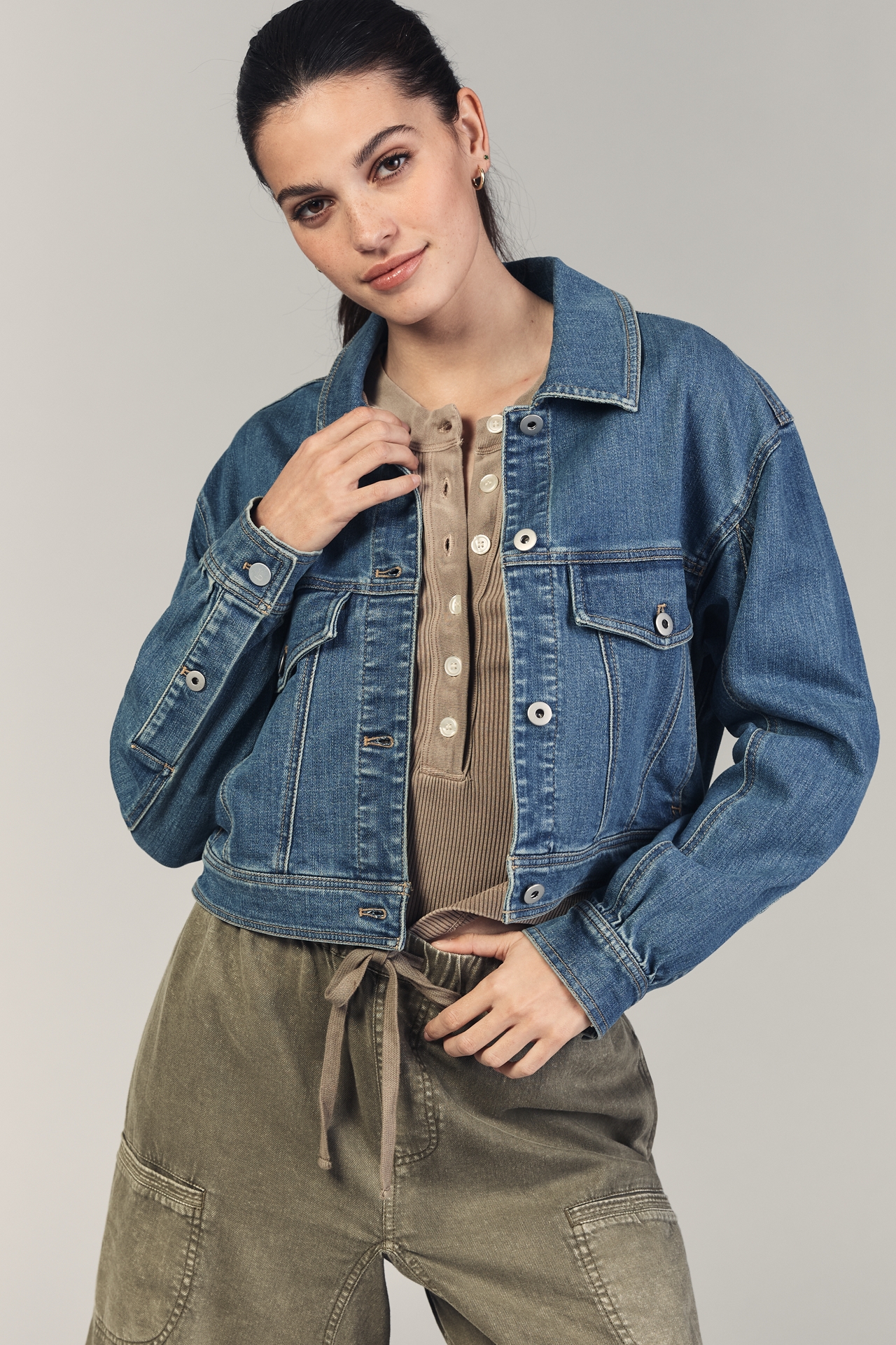 The Weston Denim Boyfriend Jacket by Pilcro: Cropped Edition