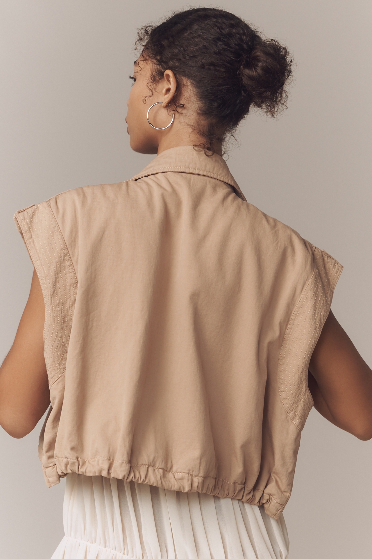 By Anthropologie Linen Blend Cinched Hem Vest