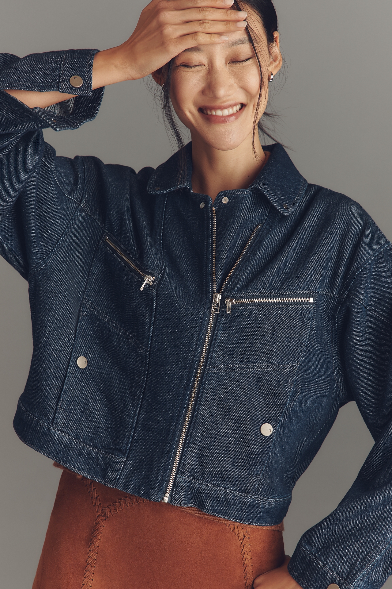 Pilcro Super-Soft Denim Moto Jacket