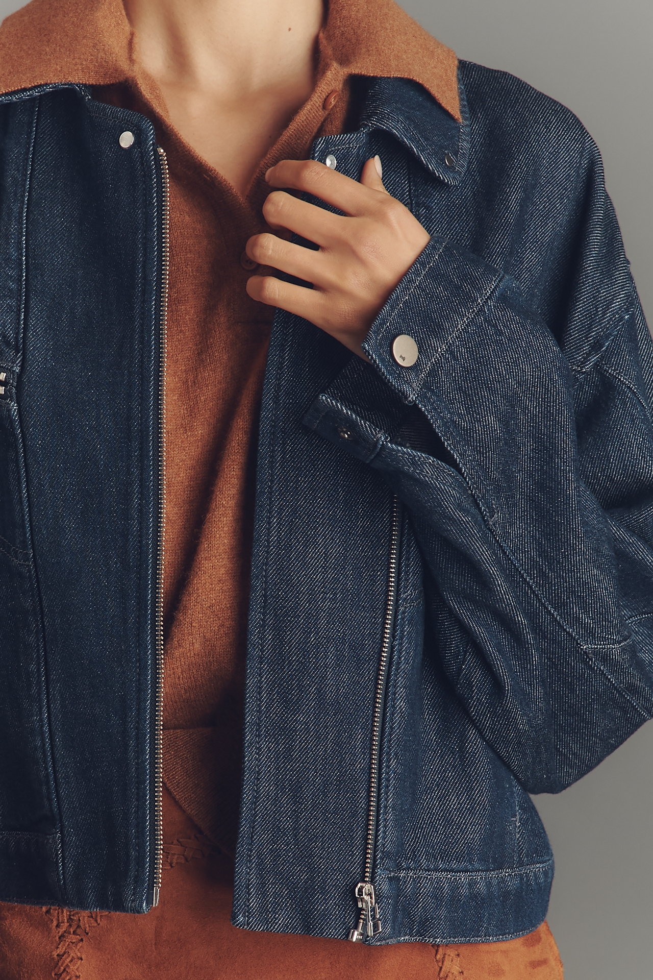 Pilcro Super-Soft Denim Moto Jacket