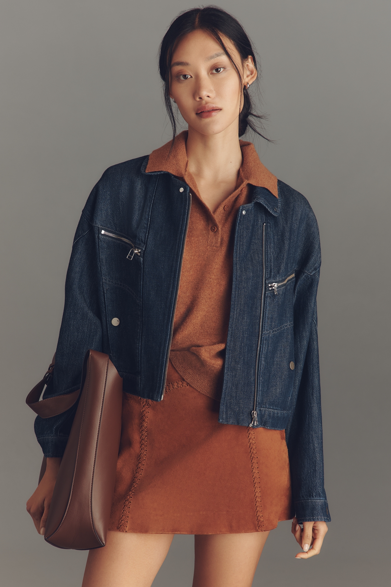 Pilcro Super-Soft Denim Moto Jacket