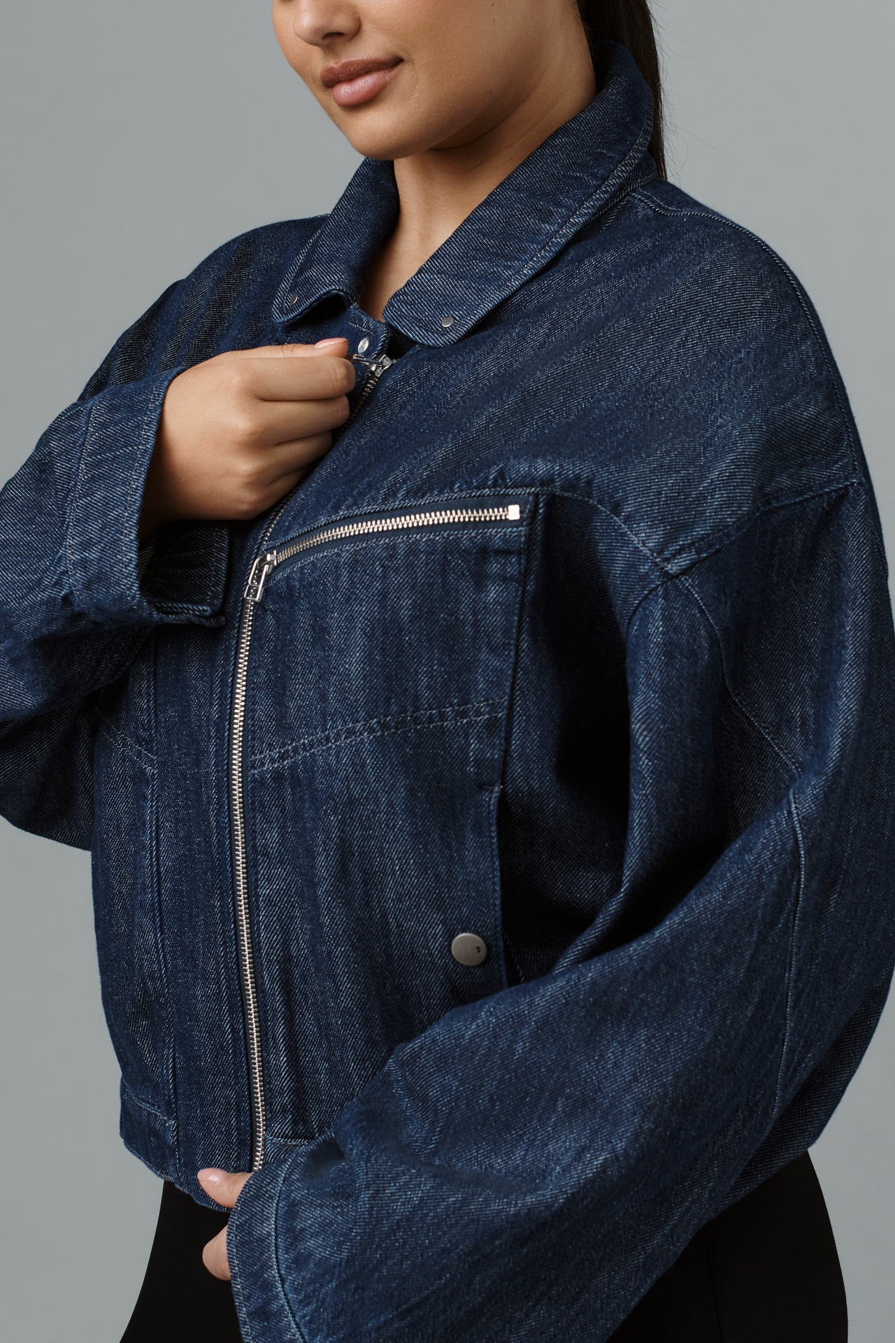 Pilcro Super-Soft Denim Moto Jacket
