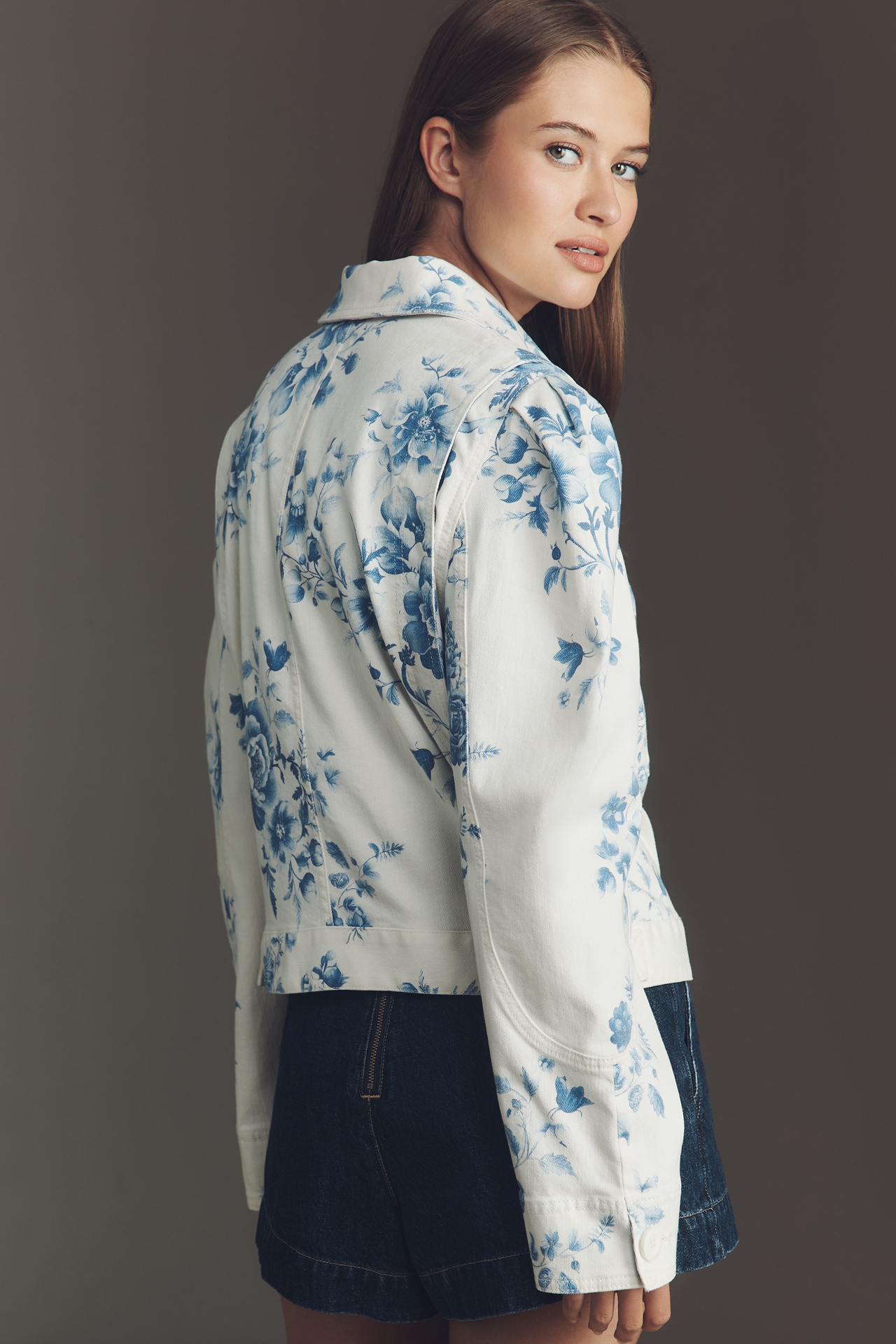 Maeve Puff-Sleeve Floral Utility Jacket