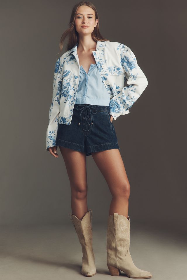 Maeve Puff-Sleeve Floral Utility Jacket #2