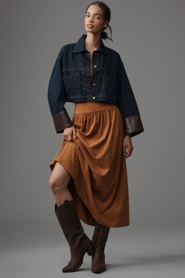 Veste en denim raccourcie à revers Pilcro #7