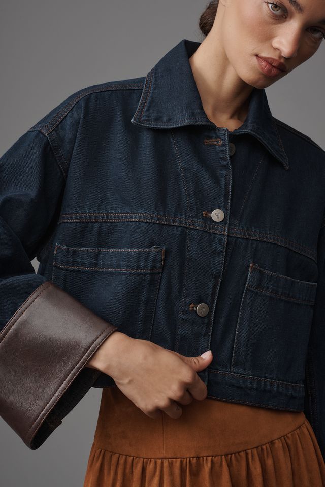 Veste en denim raccourcie à revers Pilcro #6
