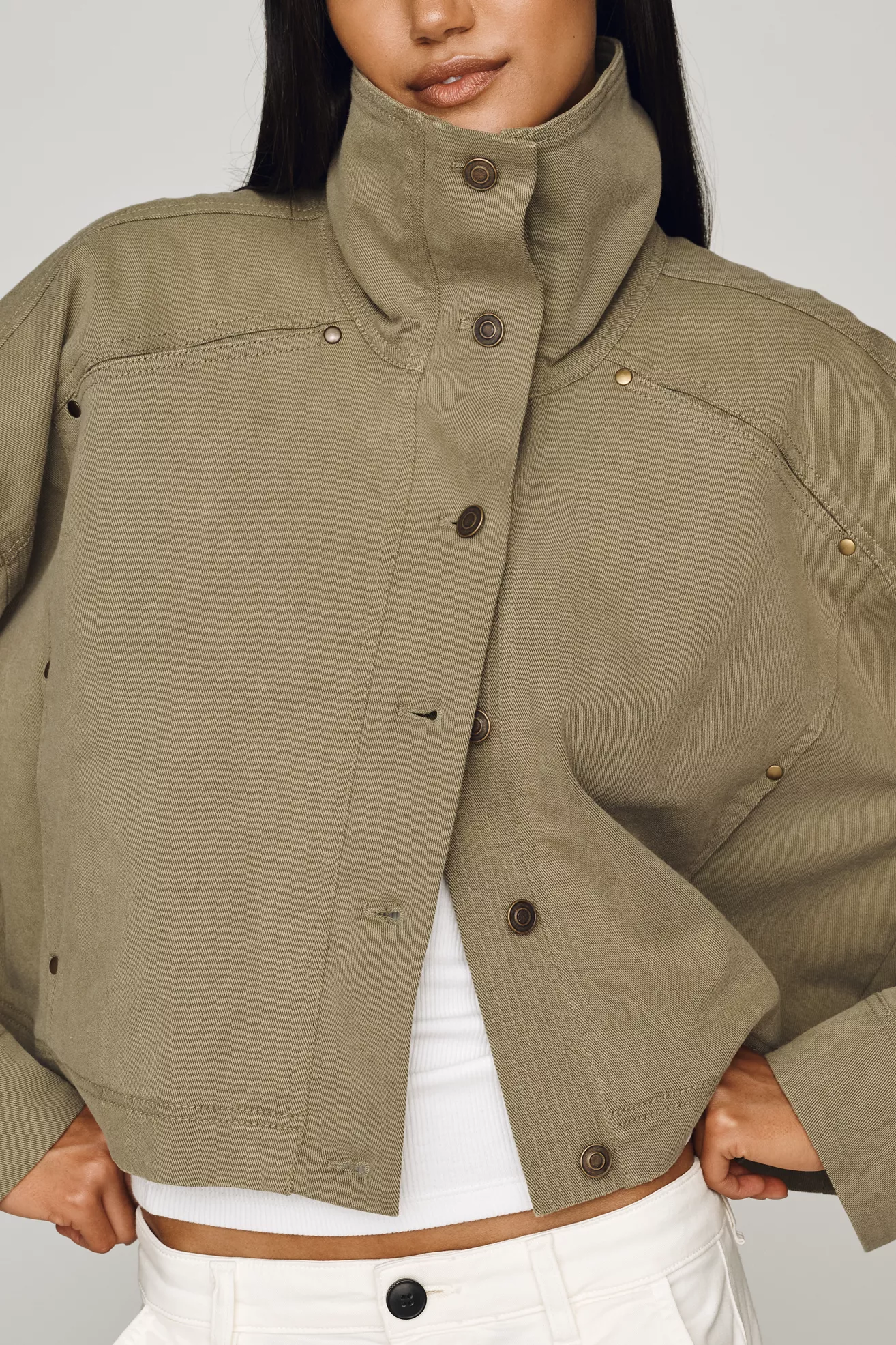 By Anthropologie Moira Funnel Neck Utility Jacket