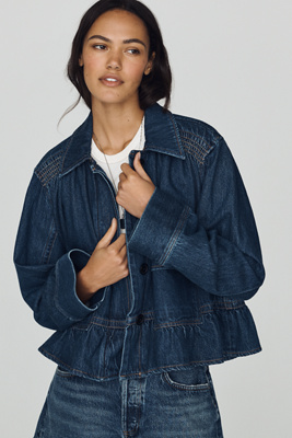 By Anthropologie Cotton Denim Swing Jacket In Medium Wash