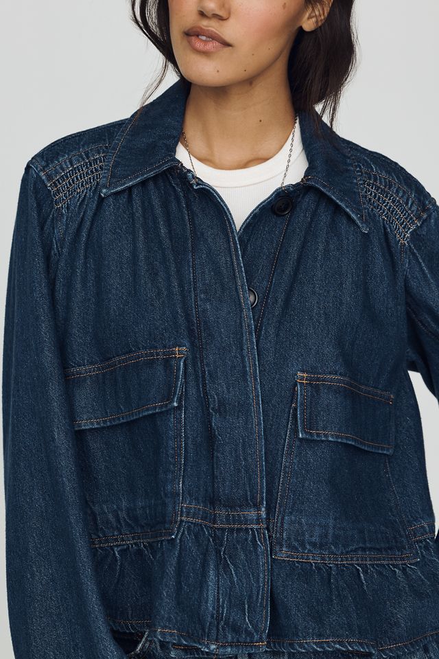 By Anthropologie Cotton Denim Swing Jacket #1