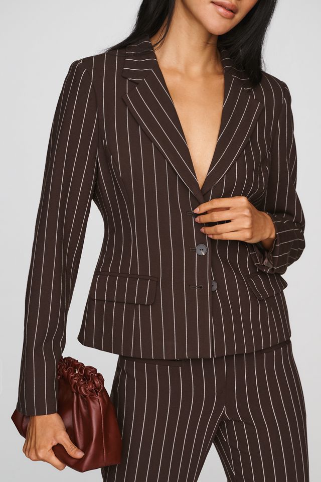 Maeve 90s Slim Suit Pinstriped Blazer #1