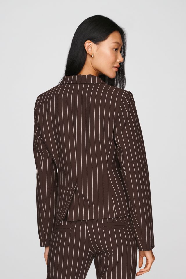 Maeve 90s Slim Suit Pinstriped Blazer #3