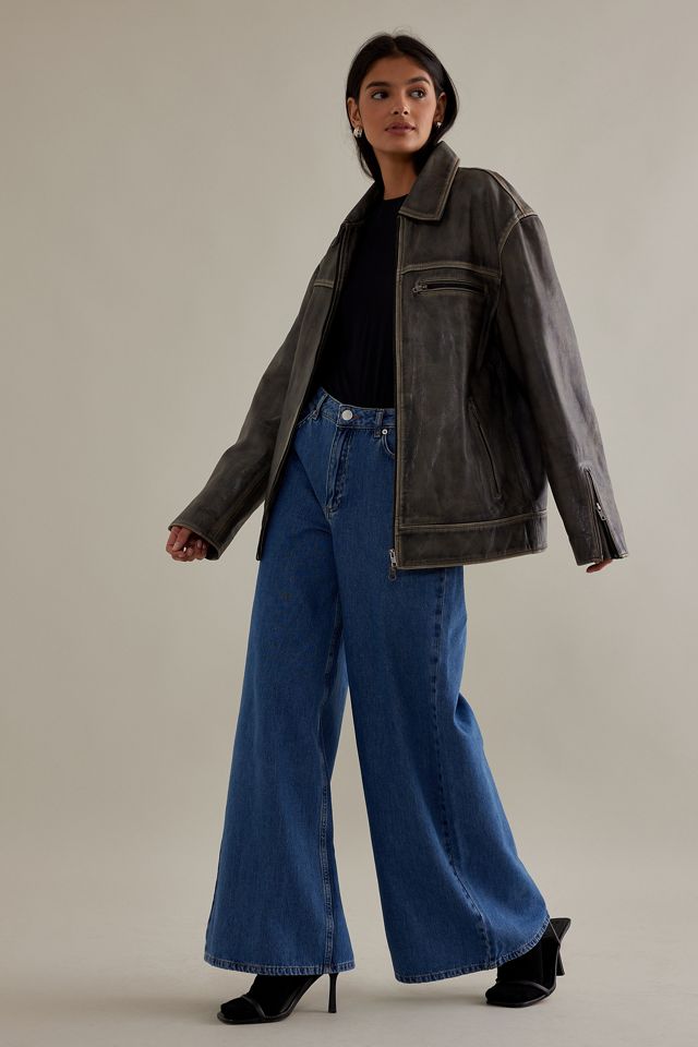 Veste en cuir coupe droite à col Leroy ALIGNE #4