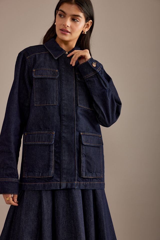 Veste longue en denim style militaire Myles ALIGNE #2