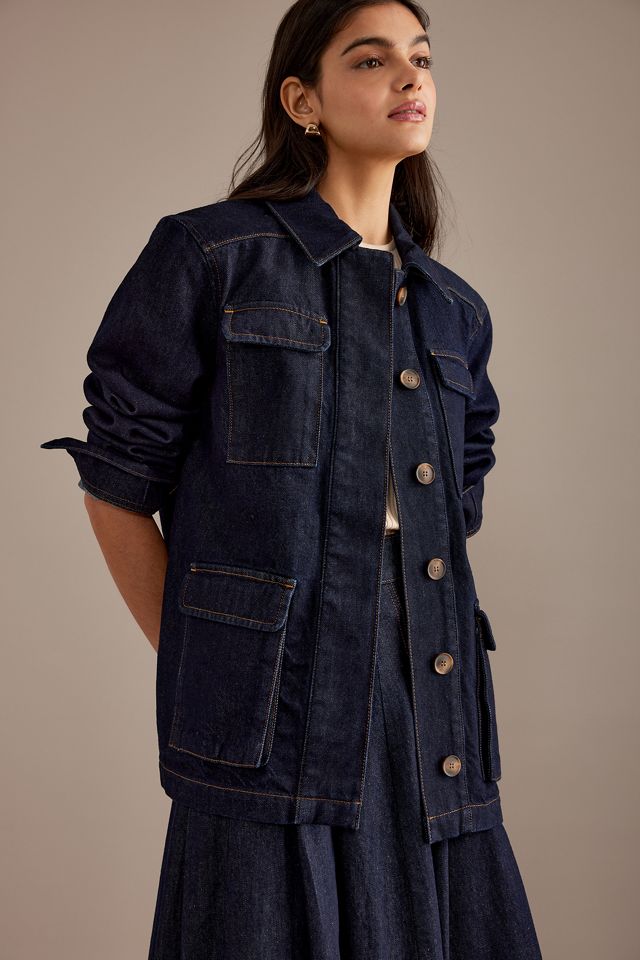 Veste longue en denim style militaire Myles ALIGNE #3