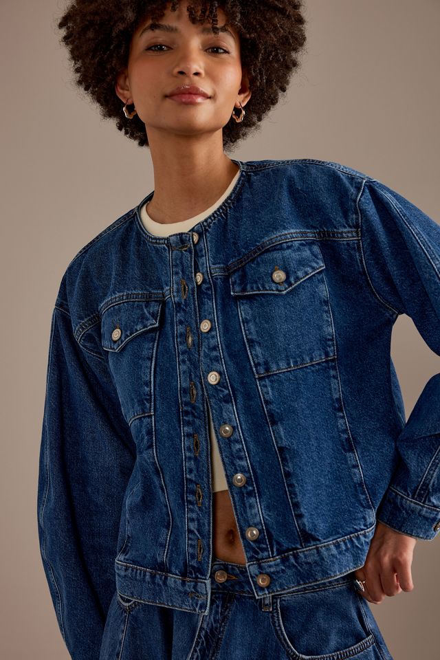 Veste en denim sans col Moto ALIGNE #2