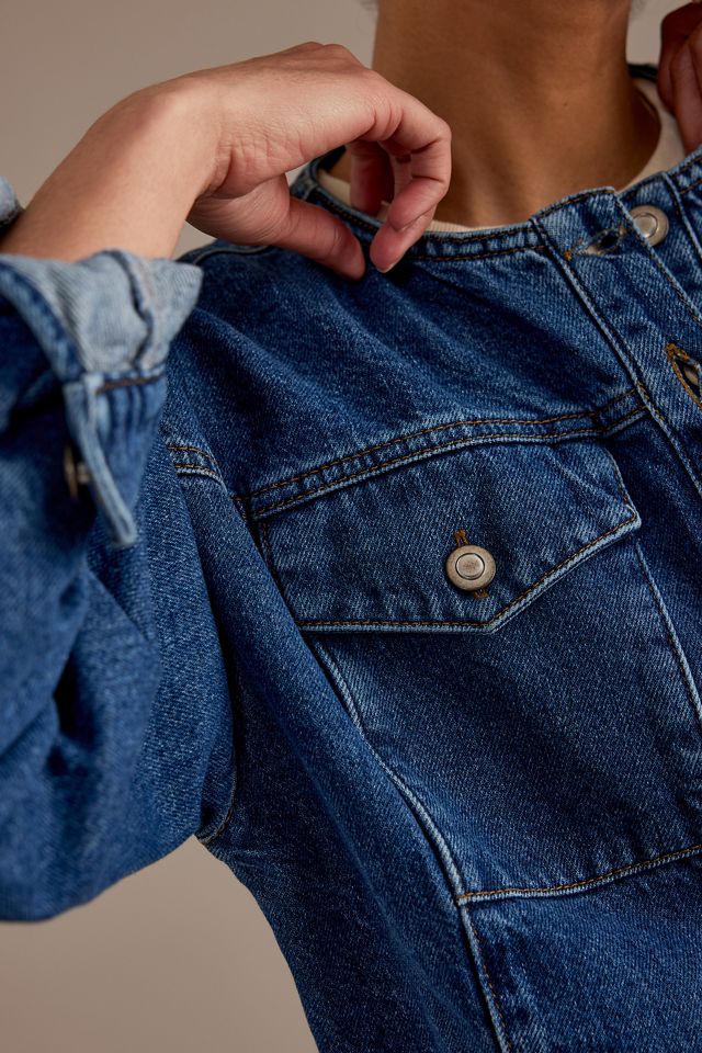 Veste en denim sans col Moto ALIGNE #5