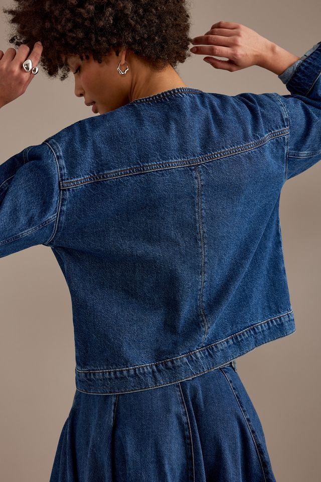 Veste en denim sans col Moto ALIGNE #3