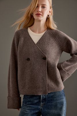 Aligne Hampton Double-breasted Cardigan In Brown