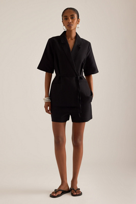 ALIGNE Carrie Linen-Blend Wrap Blazer