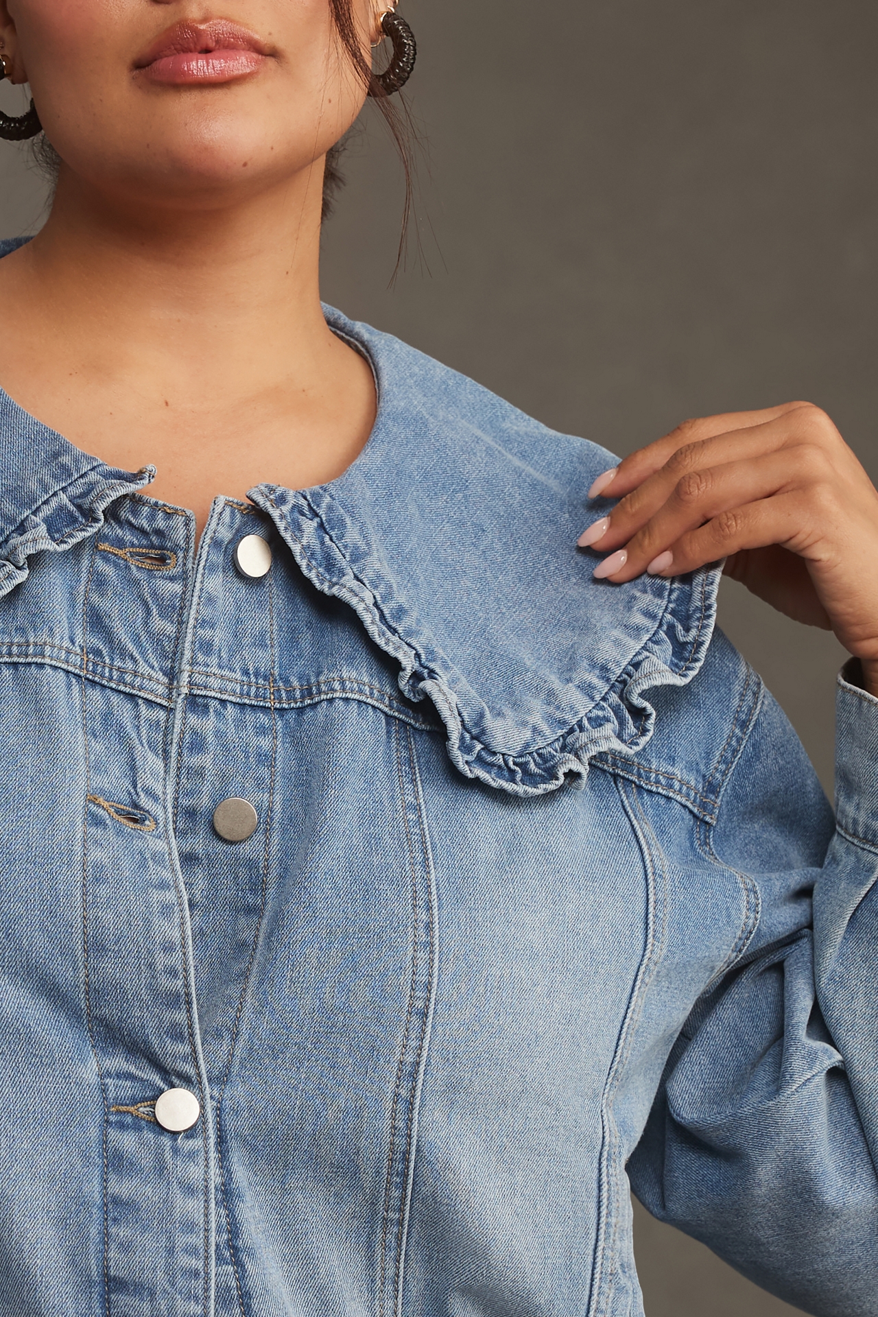 MABLE Peter Pan Collar Denim Jacket