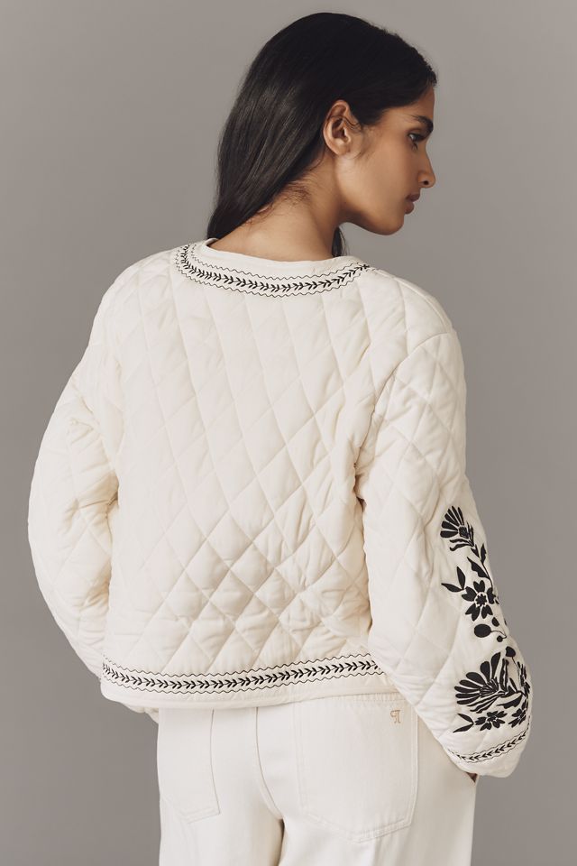 MABLE Embroidered Tie-Front Quilted Jacket #3