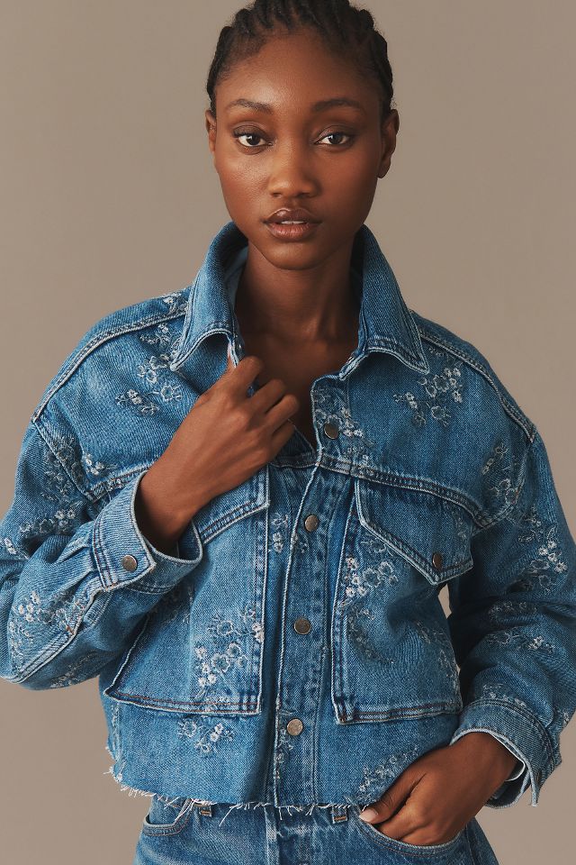 Pilcro Embroidered Utility Denim Jacket | Anthropologie UK