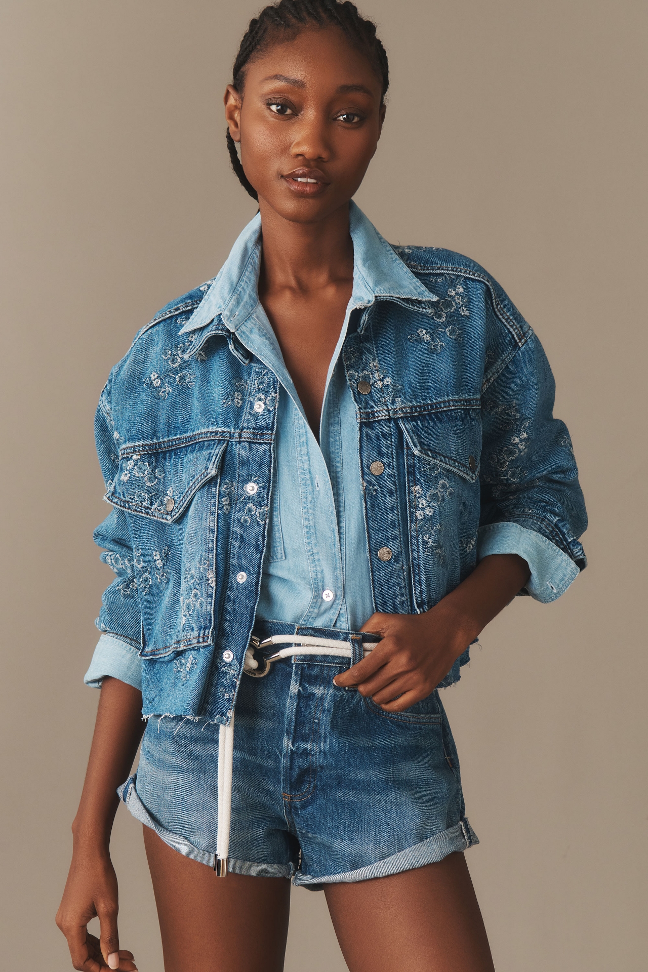 Pilcro Embroidered Utility Denim Jacket