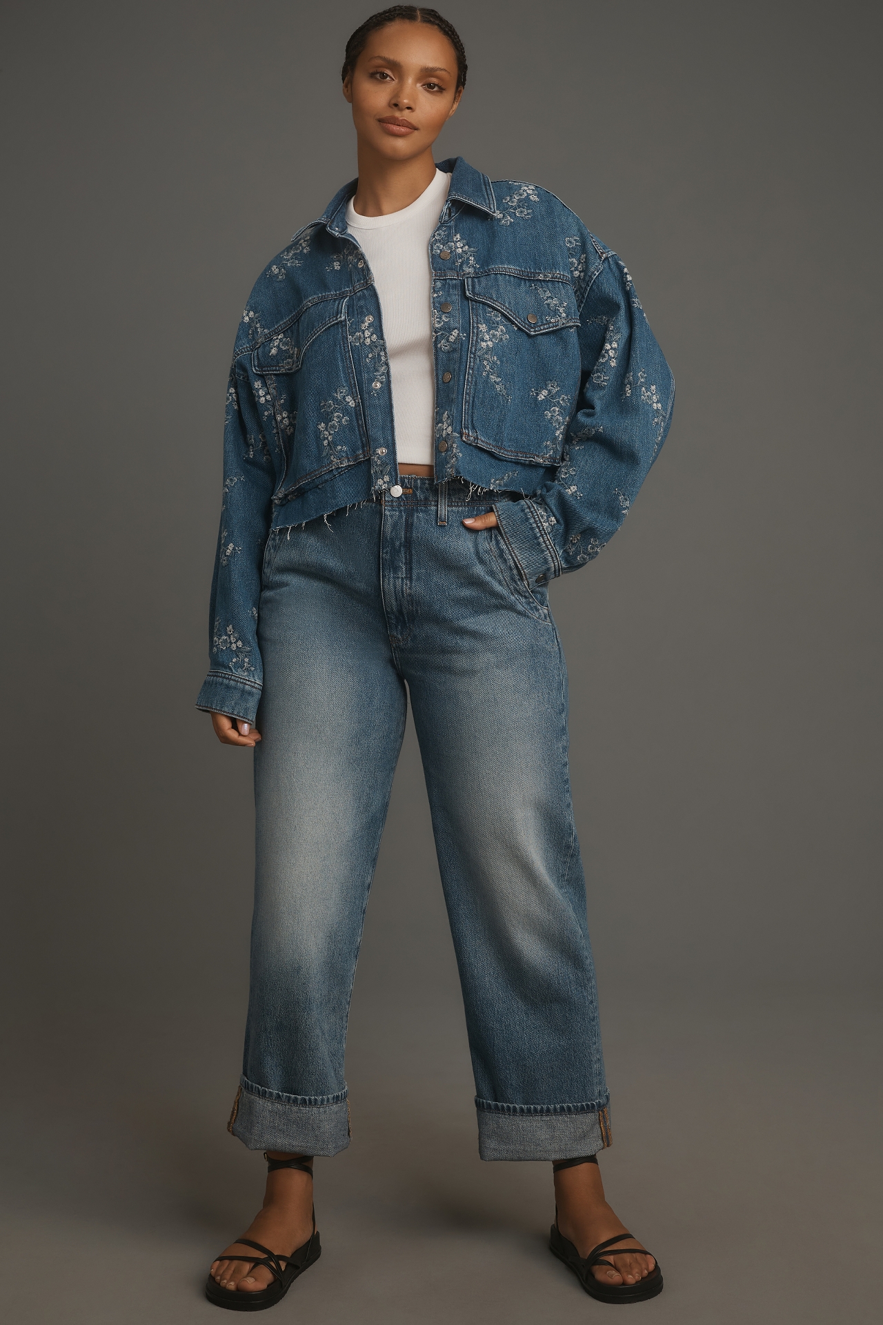 Pilcro Embroidered Utility Denim Jacket