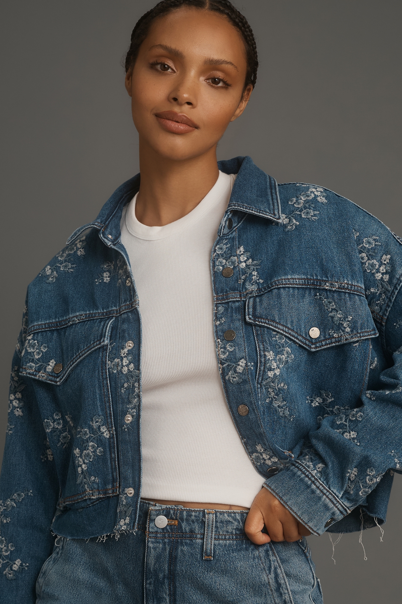 Pilcro Embroidered Utility Denim Jacket